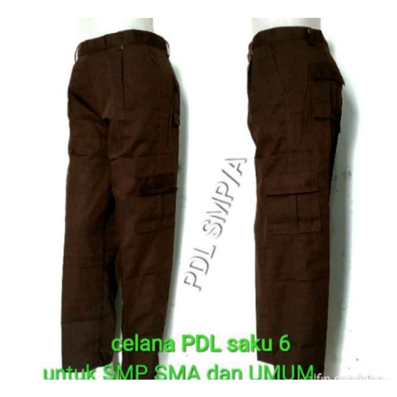 celana pramuka PDL / celana pra PDL / celana coklat PDL / celana pramuka saku 6 / celana pramuka / celana coklat / celana sekolah / celana pramuka cargo / seragam sekolah