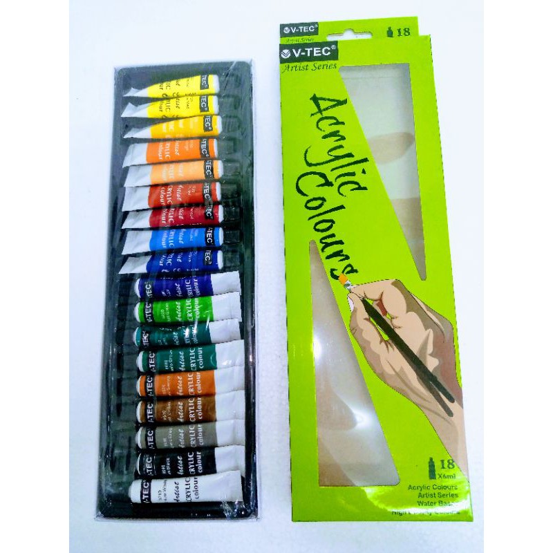 

ACRYLIC COLOURS 6 ML SET 18 / V-TEC CAT AKRILIK 18 WARNA