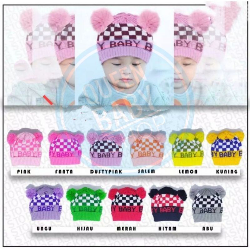 TOPI RAJUT Bayi POMPOM CATUR Topi Bayi Kupluk Bayi Kupluk Rajut Peci Anak Topi Rajut Anak