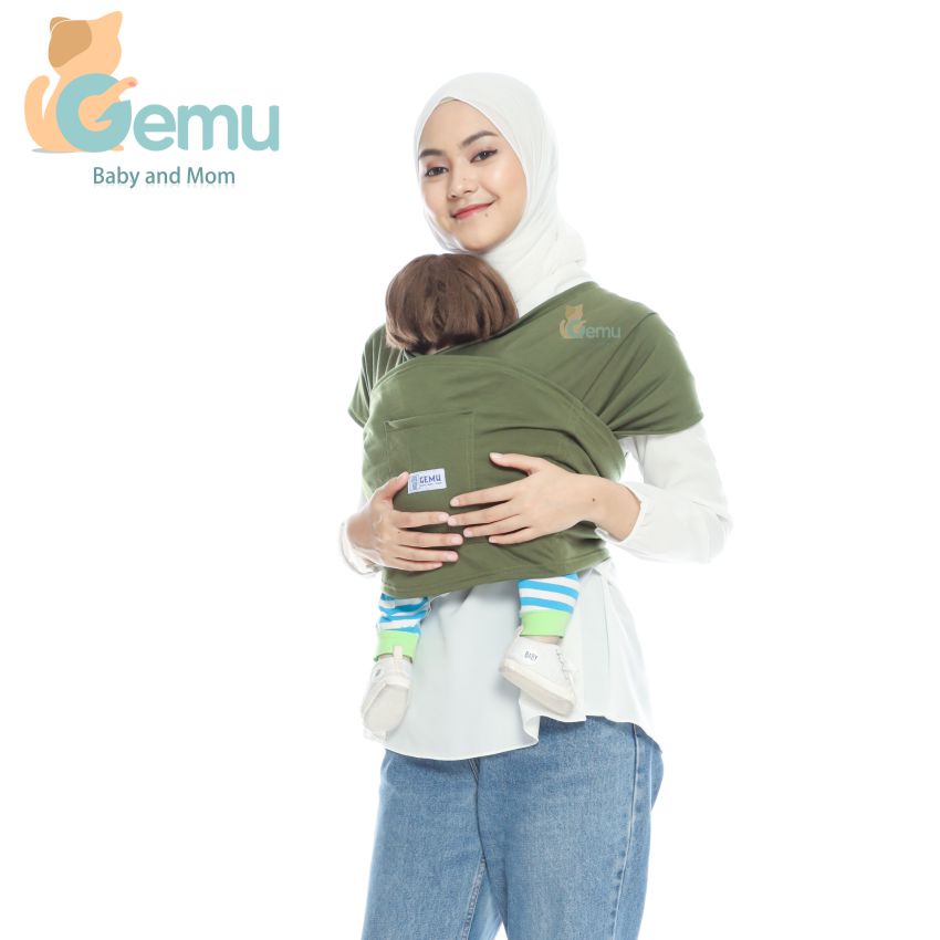 Gendongan Bayi Depan M Shape Baby Wrap 3in1 Geos Baby Instan Premium with Sash Belt GEMU