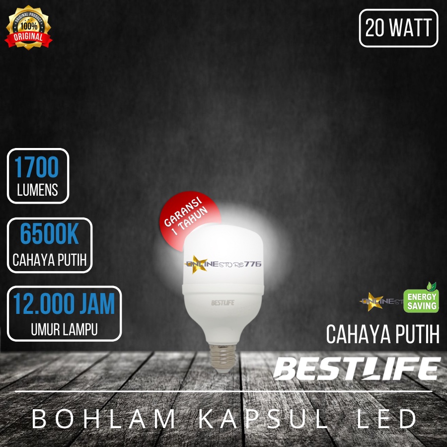 BOHLAM LED BESTLIFE 20WATT / LAMPU LED BESTLIFE TBULB CAPSULE 20W / BOHLAM LAMPU LED 20W / CAHAYA PUTIH / GARANSI 1 TAHUN