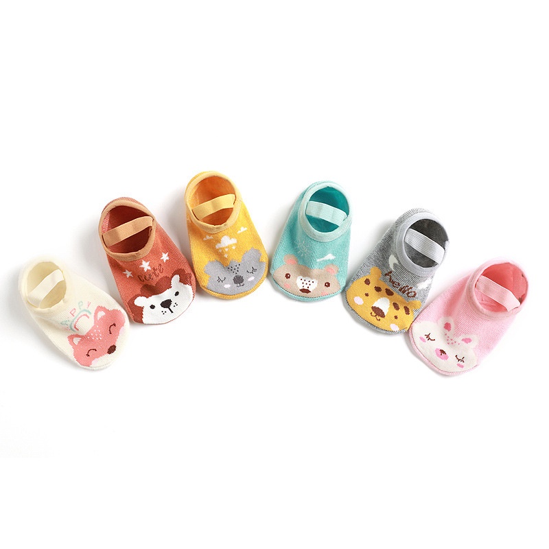 P50 NEW Kaos kaki nonslip pendek bayi dan anak motif hewan