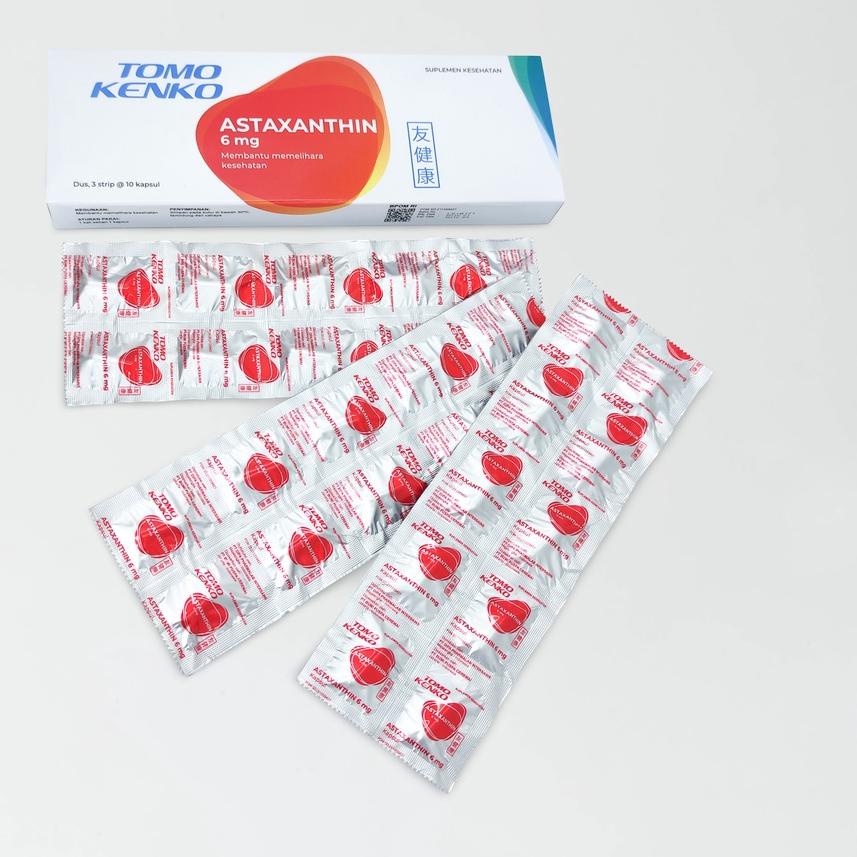 Terlaris Astaxanthin 6 mg Tomo Kenko | Vitamin Kekebalan Tubuh | Vitamin Mata | Vitamin Kulit High Q