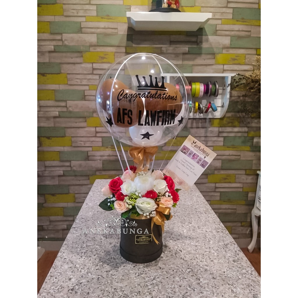 Jual Balon Ucapan Bunga Asli Fresh Flower Balloon Peresmian Kantor