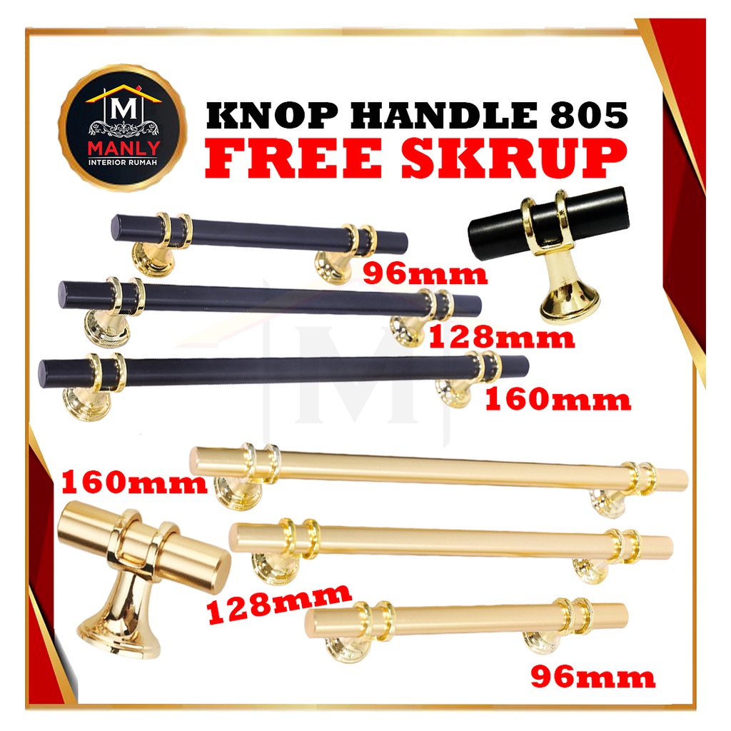 Handle Lemari Handle Emas Hitam Gold Black Knob Pintu Tarikan Laci Minimalis Modern Gagang Pintu Lemari Model Baru