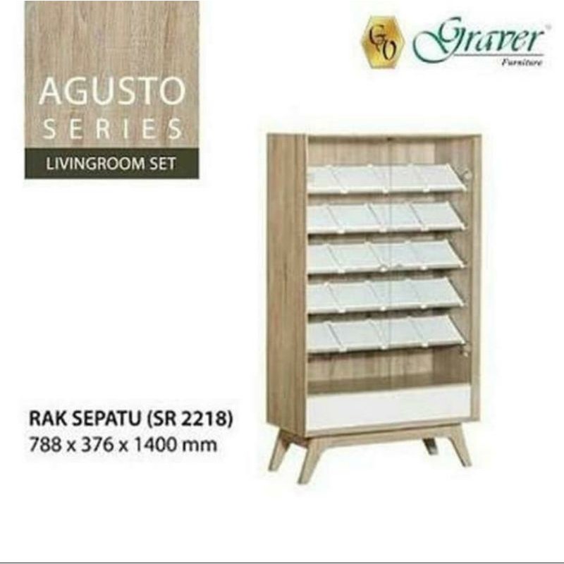 Lemari sepatu pintu kaca minimalis