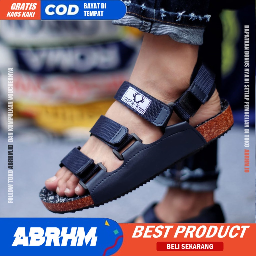 ABRHM - SANDAL PRIA SLIDE SANTAI KASUAL SEMI KULIT KJ001