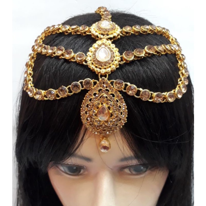 mathapati hiasan rambut tiga layer/tikka tiga layer/hiasan pengantin