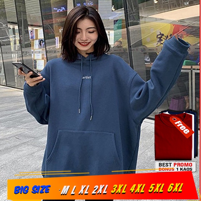 Jaket Wanita Korean Hoodie Sweater Navi ART big size M L XL XXL XXXL XXXXL XXXXXL