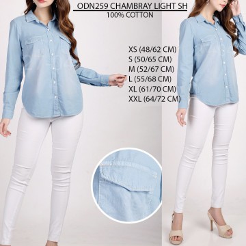 KEMEJA WANITA LENGAN PANJANG DENIM JEANS (ODN259 CHAMBRAY SH)-2