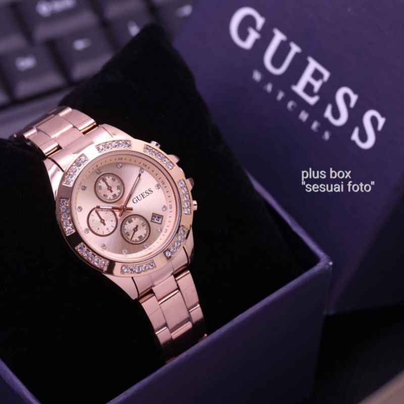 Jam Tangan Guess Wanita Jam Tangan Rantai Stainliss Steel Terlaris Analog