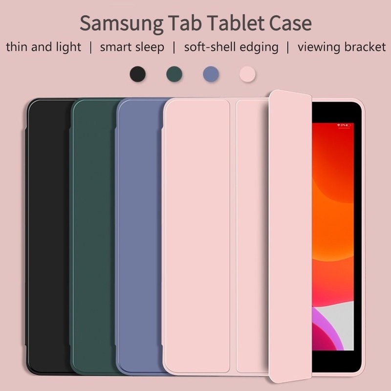 Galaxy Tab S6 Lite Case Untuk Samsung Galaxy Tab S7 S8 A7 A8 2021a7 Lite Tablet Cover Ultra Slim Ringan Lembut Kulit PU Flip Stand Silikon Pelindung Case