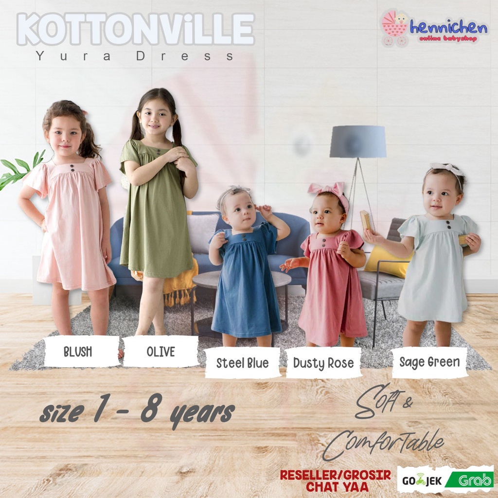 KOTTONVILLE DRESS ANAK PEREMPUAN Takoyakids Yura Dress 1-8 tahun