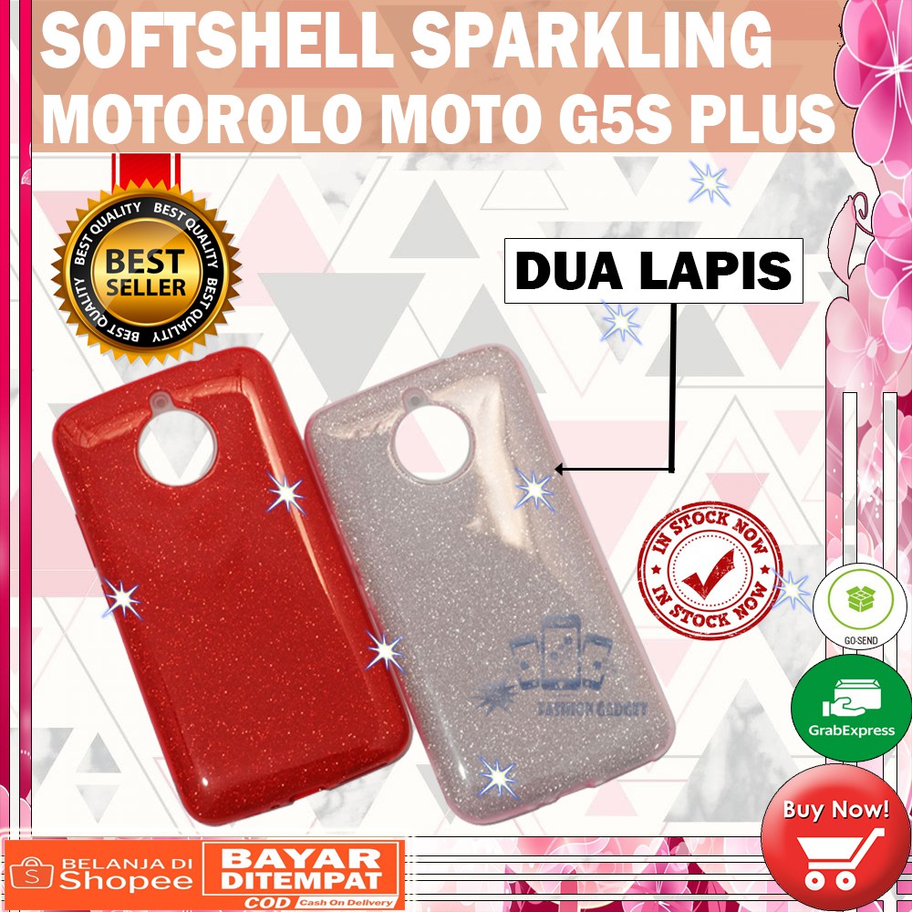 (Warna Acak Pink / Red) Silikon Motorola Moto G5S+ Ultrathin Motorola G5S+ Case Sparkling Blink Blink Glitter Silicone Soft Case Jelly Case Casing Kesing Kasing Sarung Hp