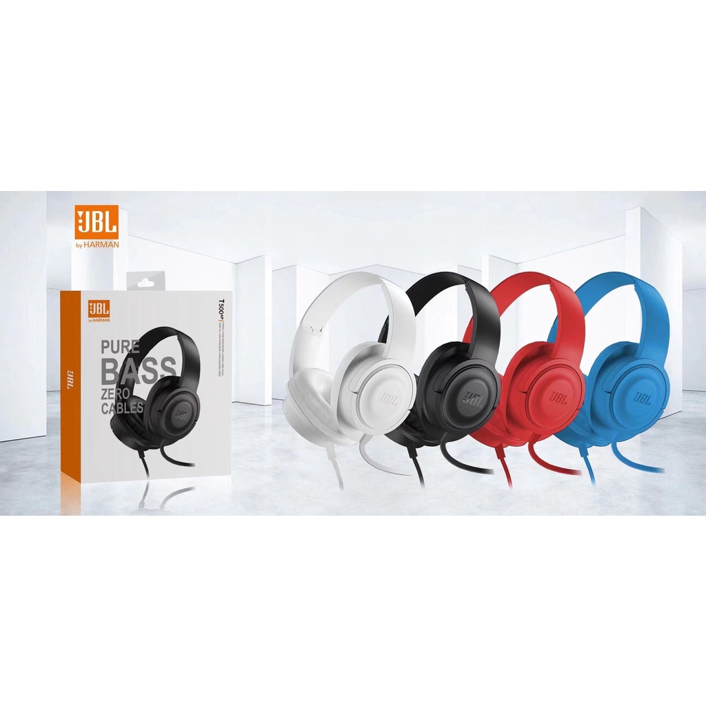 JBL T500 Foldable Wired On-Ear Headphone / Headset with Mic