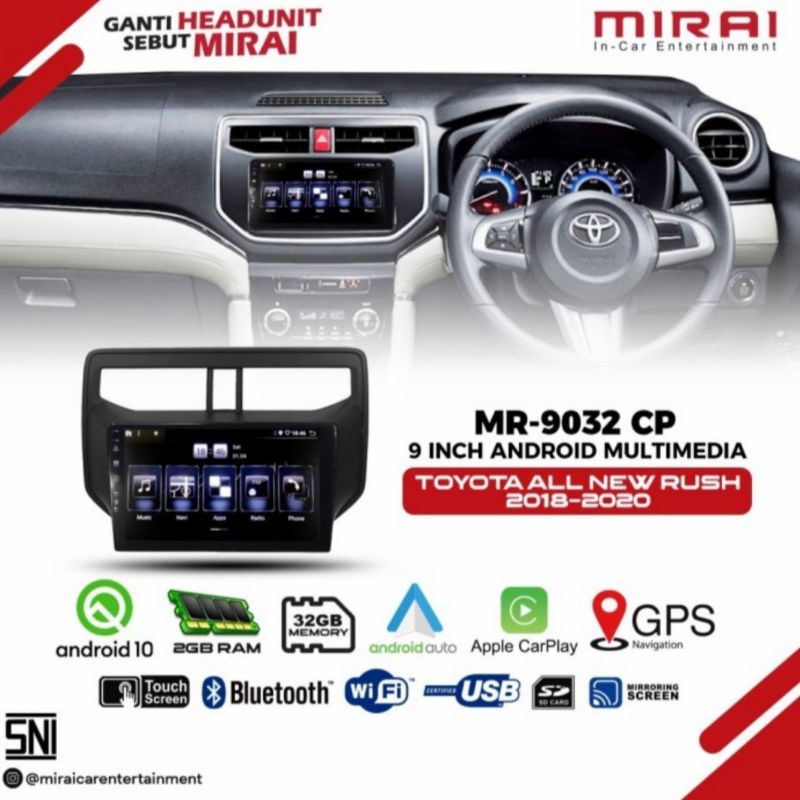 HEAD UNIT ANDROID MIRAI 9032CP RUSH BARU TERIOS BARU