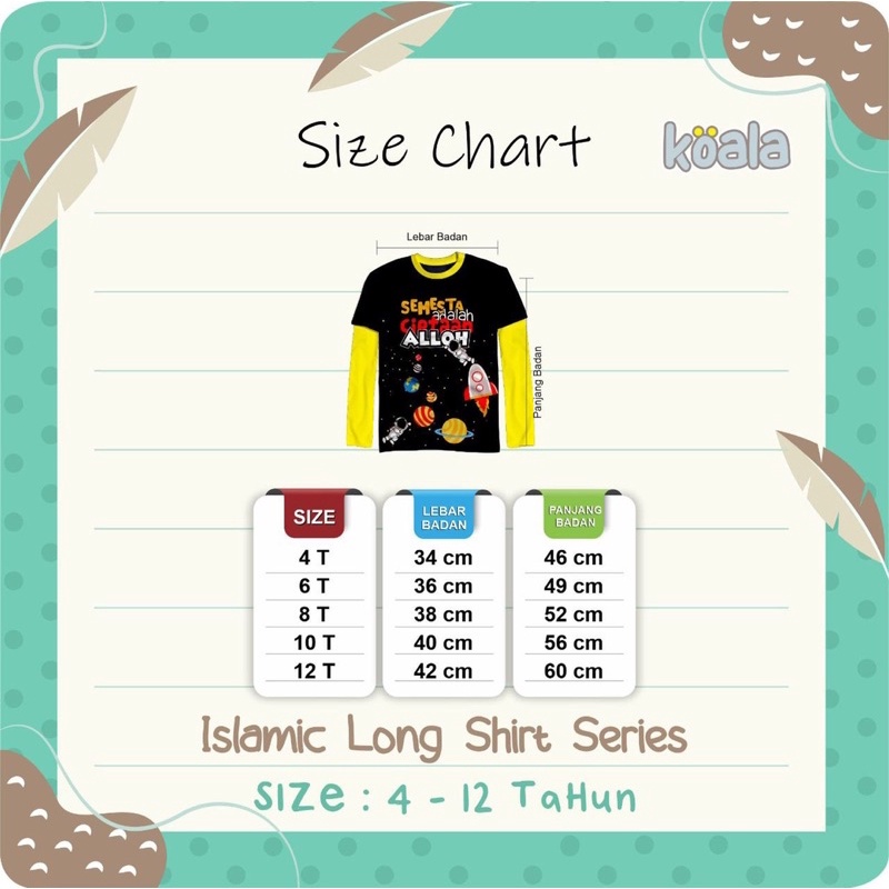 KAOS KOALA ISLAMIC LONG SHIRT SERIES SIZE 4-13 Tahun by hoolahop bumblebee