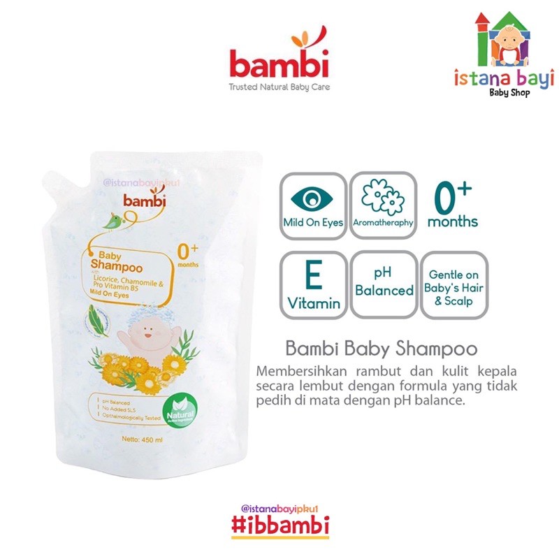 Bambi Shampoo 450 ml ( Refill ) - Shampoo bayi