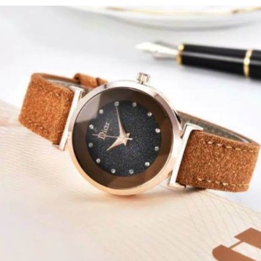 Jam Tangan Wanita Permata Mata Kecil Strap Kulit