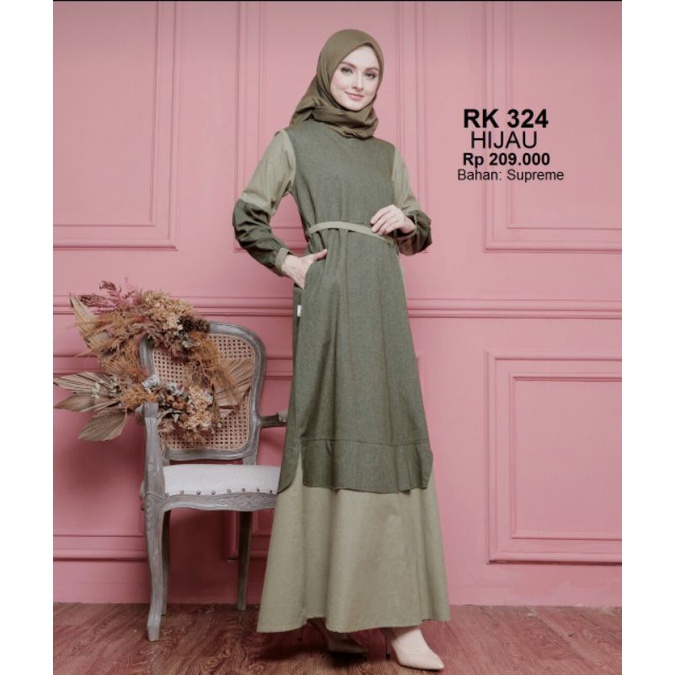 Gamis Rauna Rk 324 Hijau Rk 325 Coklat