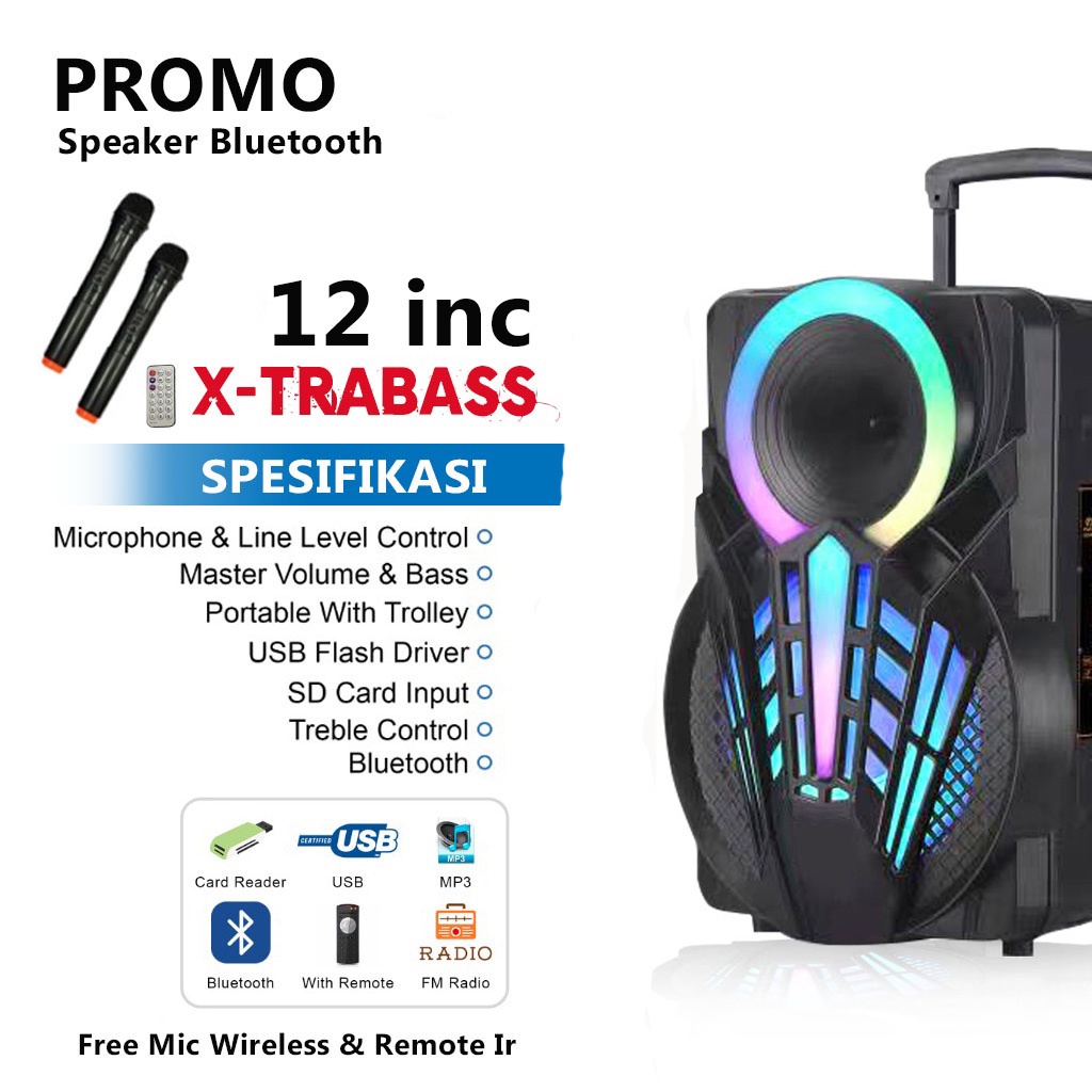 Speaker Portable Bluetooth ExtraBass 12 Inch