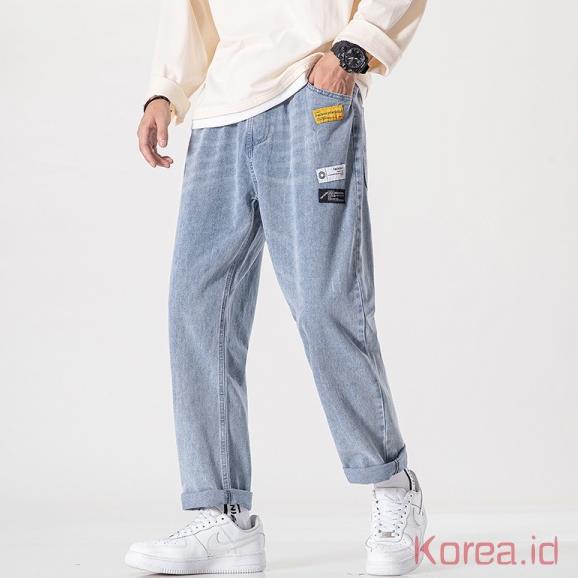 [ODS. 75773] Celana jeans korea celana kulot korean style celana jeans pria biru celana panjang pria