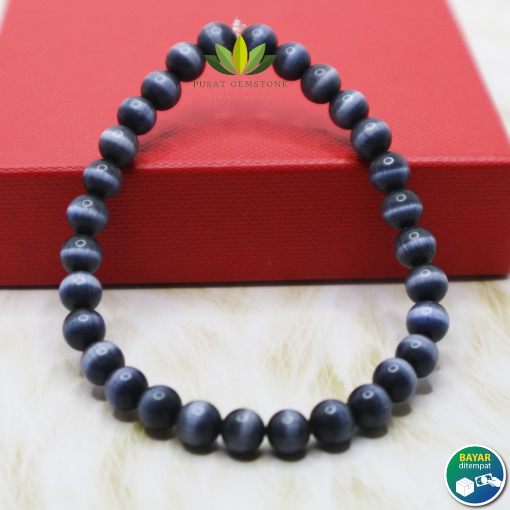 Gelang Batu Cat Eye Pria / Wanita Hitam