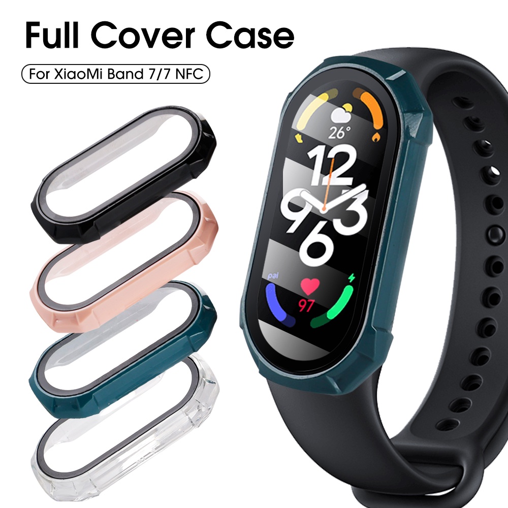 Untuk Xiaomi Mi Band7/7NFC Anti-fingerprint Pelindung Case Dustproof Transparan HD PC+Tempered Glass Full Cover Pelindung Layar