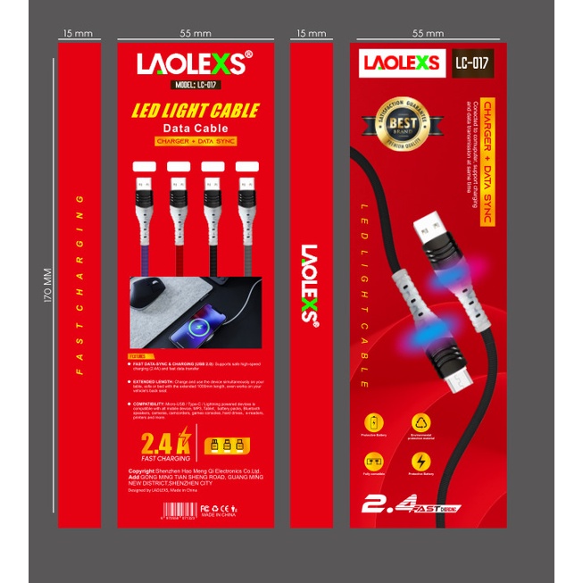 Kabel Data LX-LC017 V8 Micro/ Type C/ Lightning FastCharging 2.4A (Garansi Resmi 12 Bulan)