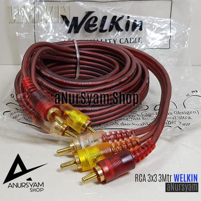 Kabel RCA 3 x 3 WELKIN 3 Meter / Kabel RCA WELKIN High Grade Ofc Audio anursy44 Murah