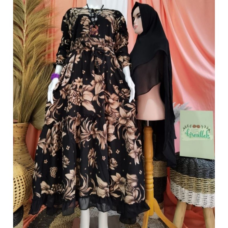 GAMIS SET HIJAB MONALISA MIX CERUTY SAKU KANAN DAN KIRI