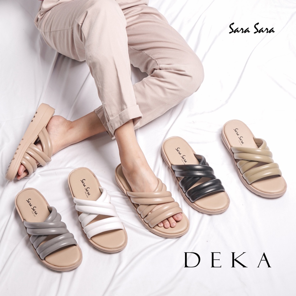 Sara Sara Deka Sendal Slop Wanita Sandal Selop Casual Cewek Model Silang Size 36-40