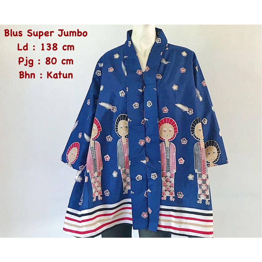 Blus super jumbo motif karakter batik solo trendy blus kerja blus wanita big size