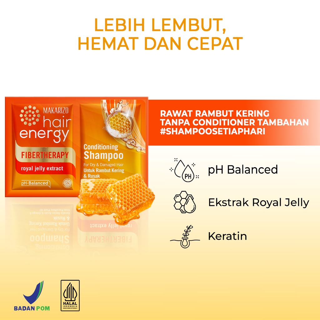 Makarizo Hair Energy Fibertherapy  Conditioning Shampoo Royal Jelly 10 mLx12 / Shampo Kondisioner-2