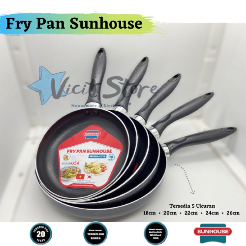 Wajan Fry Pan Anti Lengket 26cm Sunhouse CT26