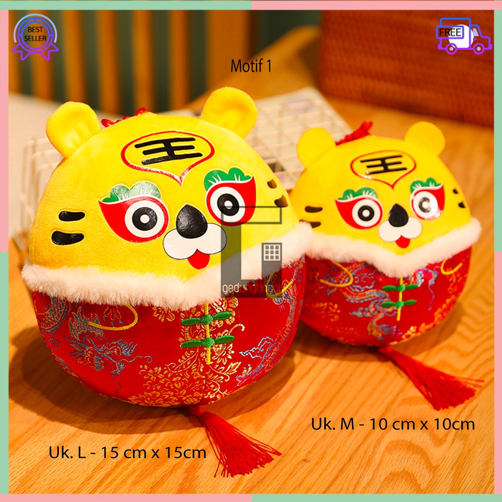 Boneka Pajangan Gantungan Dekorasi Hiasan Kado Hadiah Souvenir Hampers Parcel Parsel Tempel Cop Kaca Dashboard Mobil Karakter Shio Macan Harimau 2022 Fu Fuk Hoki Rejeki Imlek Sincia Chinese New Year Cny Impor Import Lembut Imut Lucu Murah Size Besar Kecil