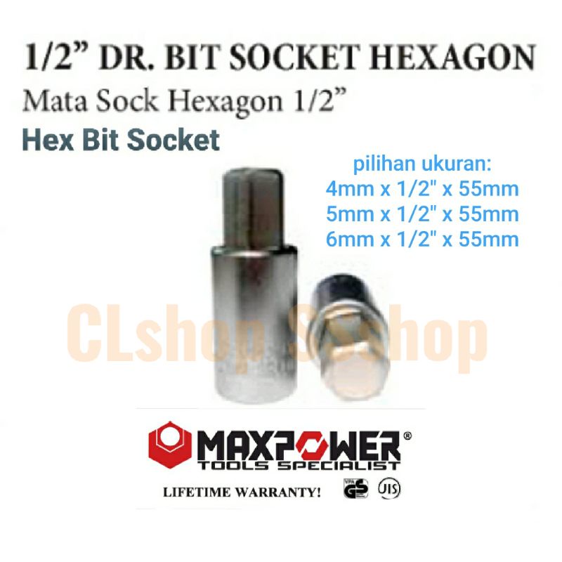 HEX BIT SOCKET MATA OBENG KETOK 4mm 5mm 6mm x 1/2" kunci L hexagon 4 mm treker gedor segi enam cakra