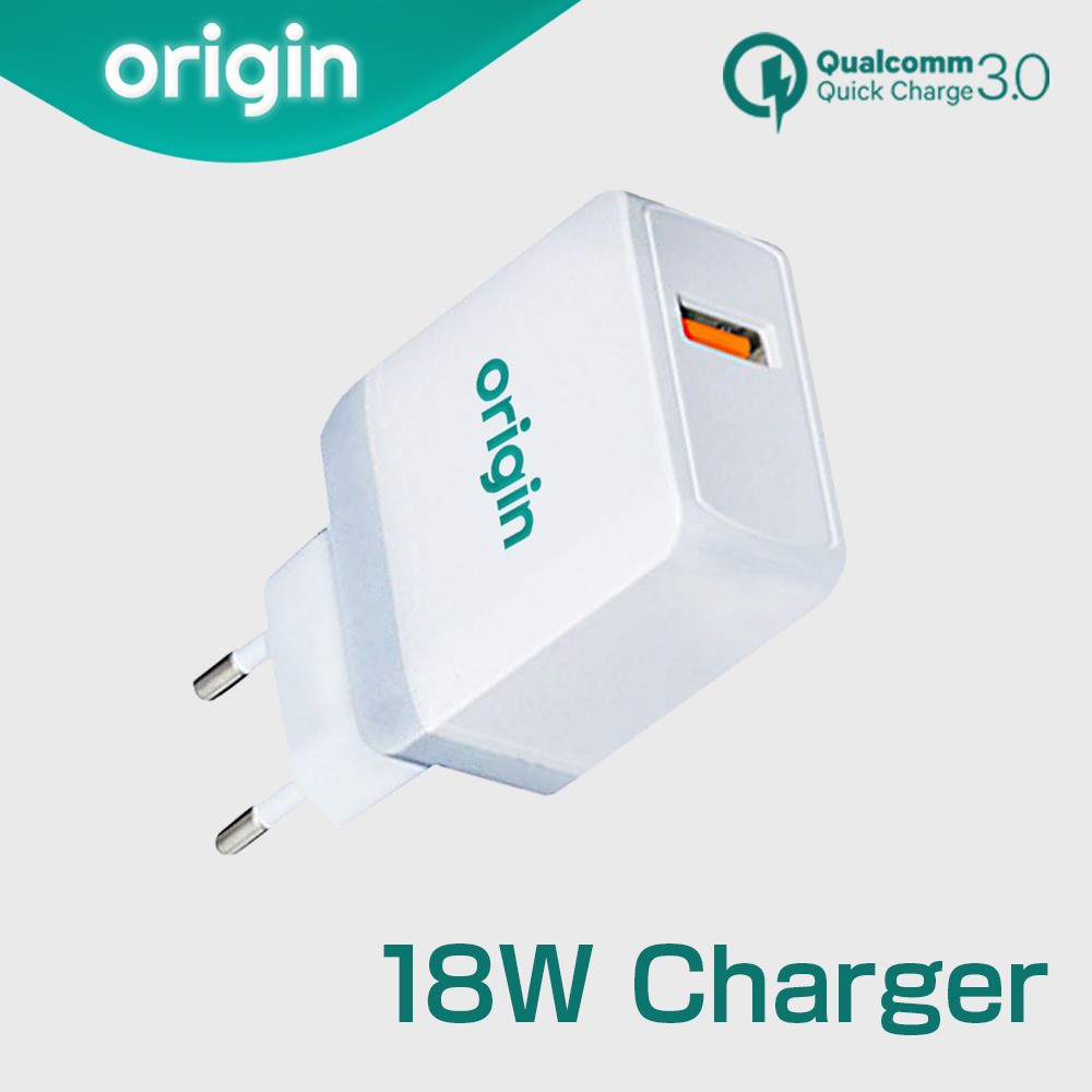 (BUNDLING) Origin Adaptor Charger 18w QC3.0 + Kabel Data Fast Charging