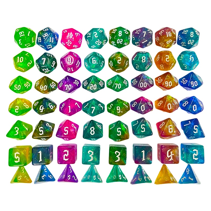 7pcs / Set Mainan Dadu Polyhedral Dengan Pouch Untuk Board Game Pesta