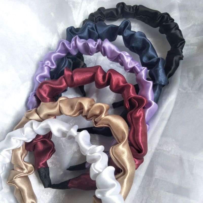 Bando Korea Kerut Scrunchies Bandana Aesthetic Pastel