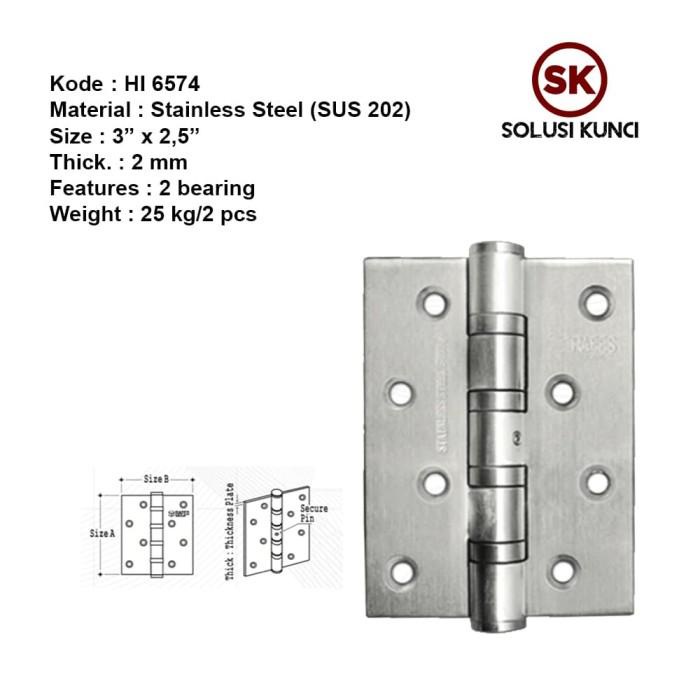 Engsel / Engsel Rafes Stainless Steel Sus 202 3" (Hi 6574)