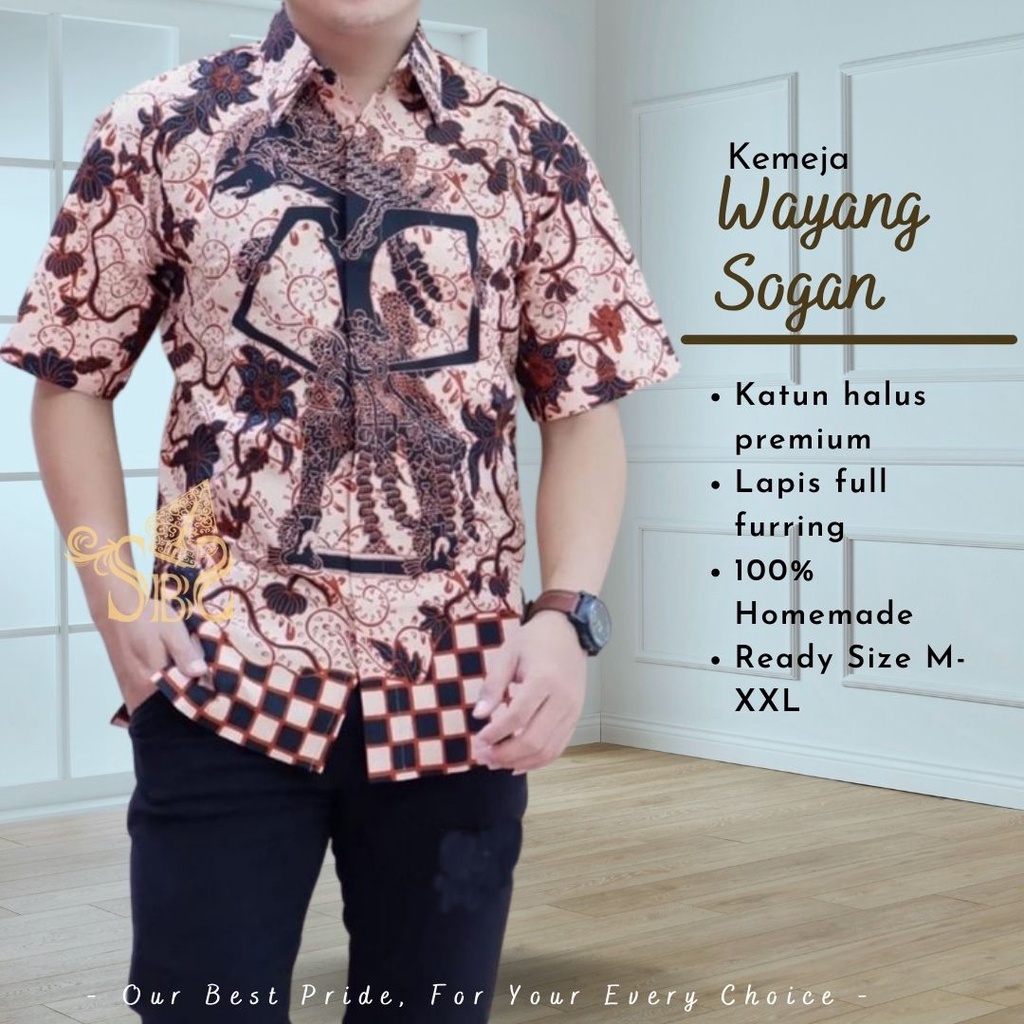 batik murah asli solo WAYANG SOGAN full furing kemeja pria bahan katun sragenan by Kahyang Batik