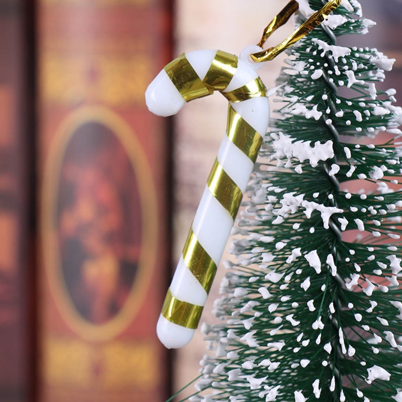 6pcs Liontin Permen Tongkat Kecil Bahan Plastik Untuk Dekorasi Pohon Natal