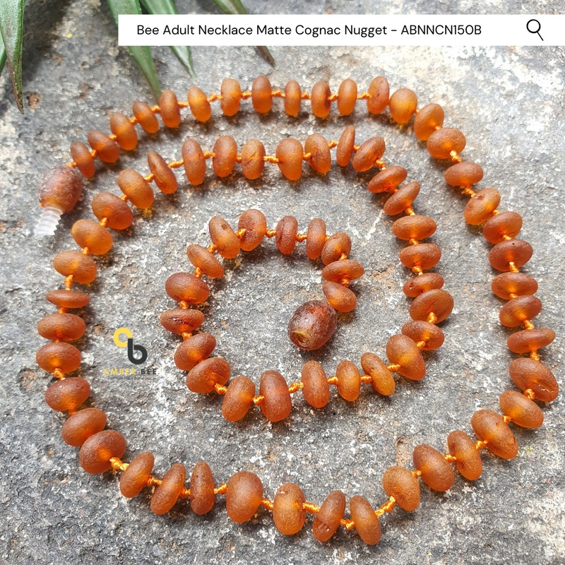 Kalung Amber Dewasa Premium Glossy Cognac Nugget ABNNCN150 by Amber Bee