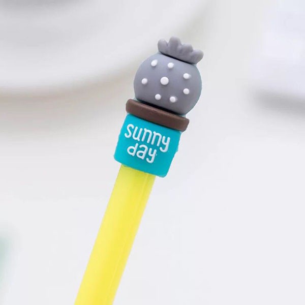 Pena Kaktus Gel Lucu Import / Pulpen Cactus Sunny Day Unik Stationary / TV-52-Kuning