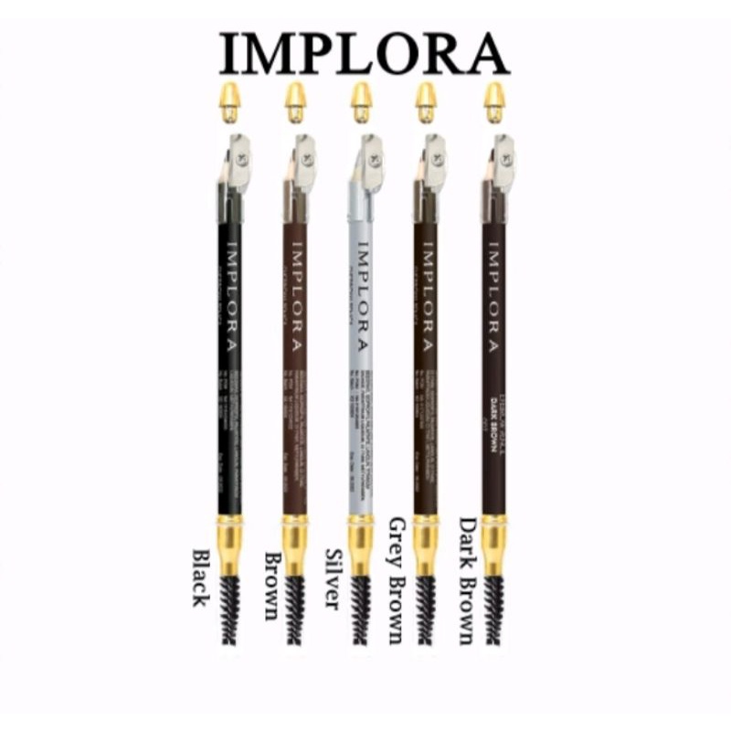 Pensil Alis Implora black, grey brown, silver Murah