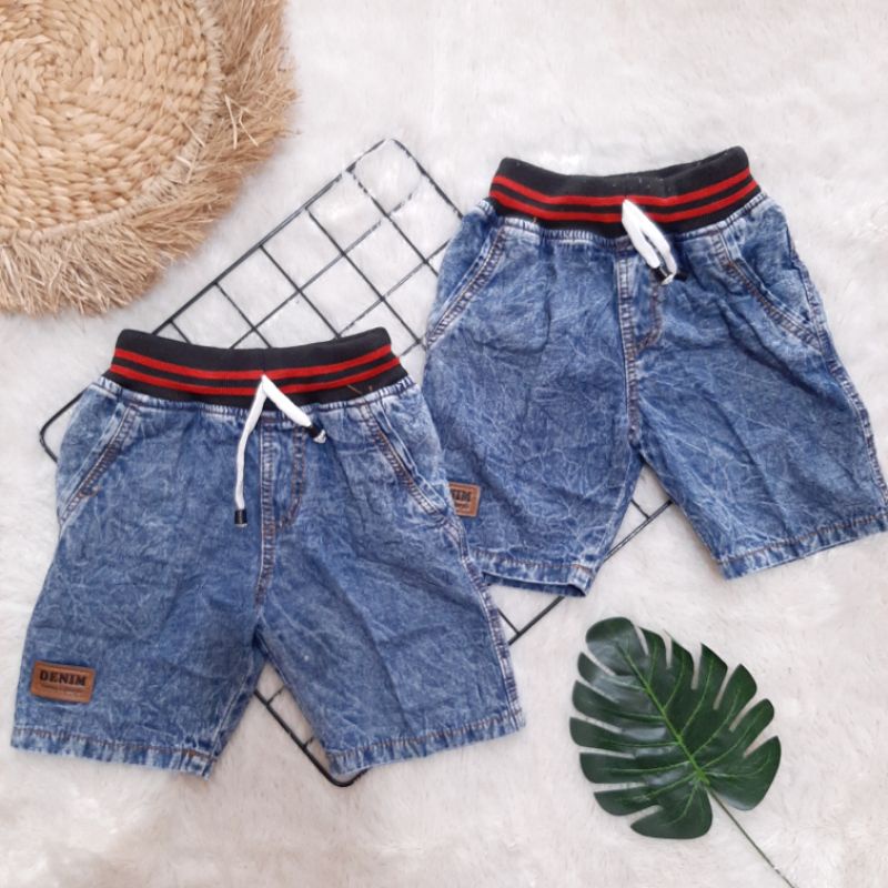 Ripp Jeans Anak Laki Laki, Celana Pendek Jean Levis Anak Warna Ice Blue, Karet Pinggang Rip Riped Gr