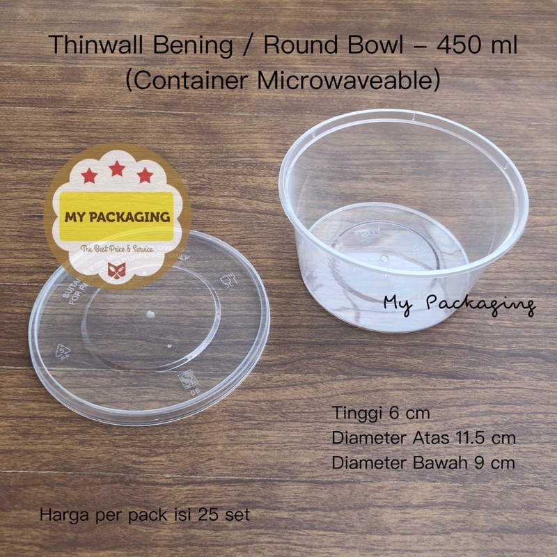 Thinwall Bening | Round Bowl 450 ml | Mangkok Mangkuk 450ml (25set)