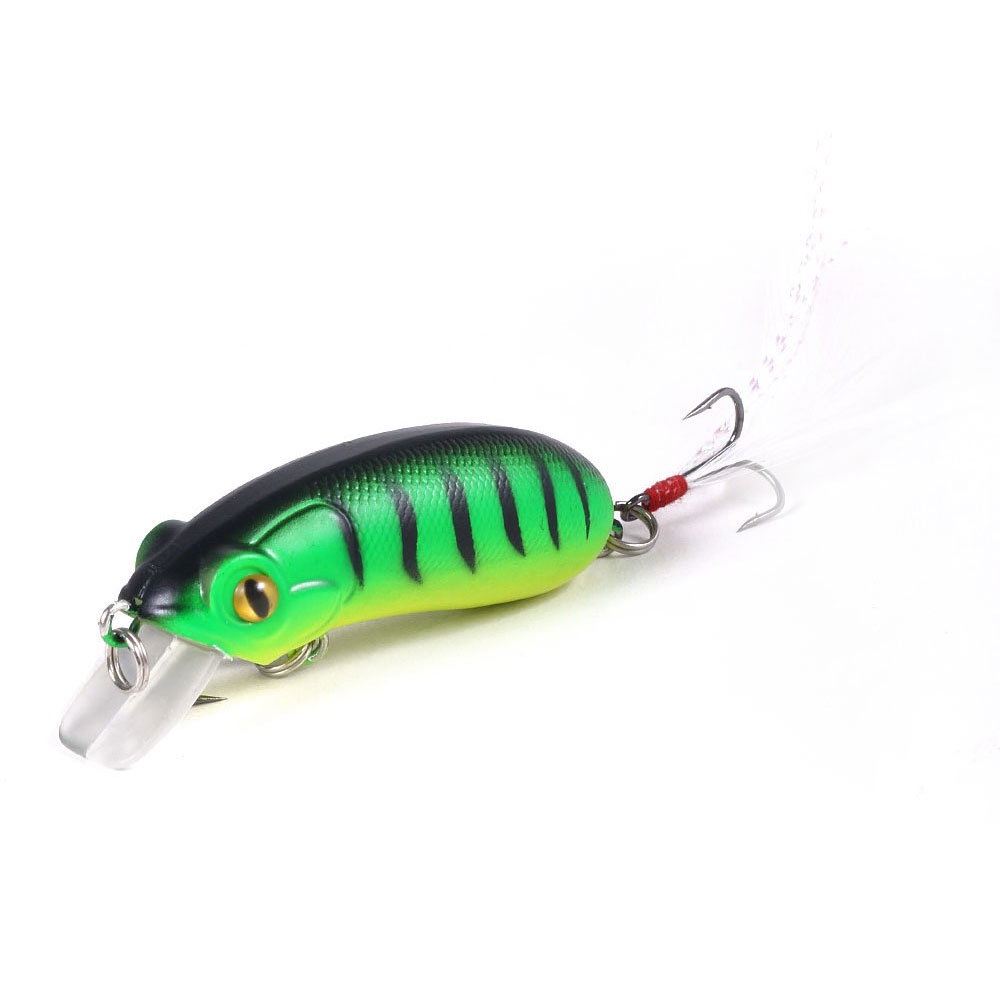 HENGJIA 5pcs Crankbait Fishing Lure 6CM 10G Feather Hooks Hard Bait Artificial Wobblers Fishing Tackle