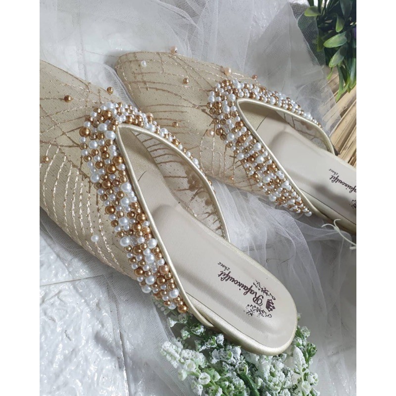 flatshoes gold kathy cantik tnggi 1cm